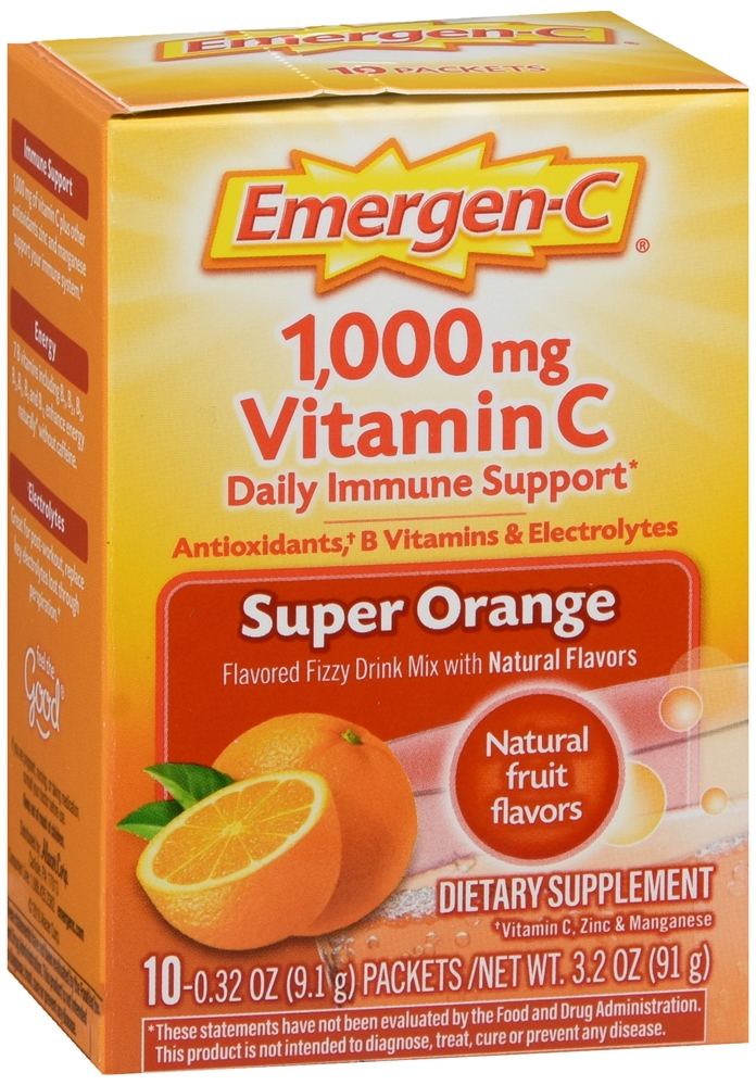 Emergen-C Daily Immune Support 1,000 mg Vitamin C Fizzy Drink Mix Packets Super Orange