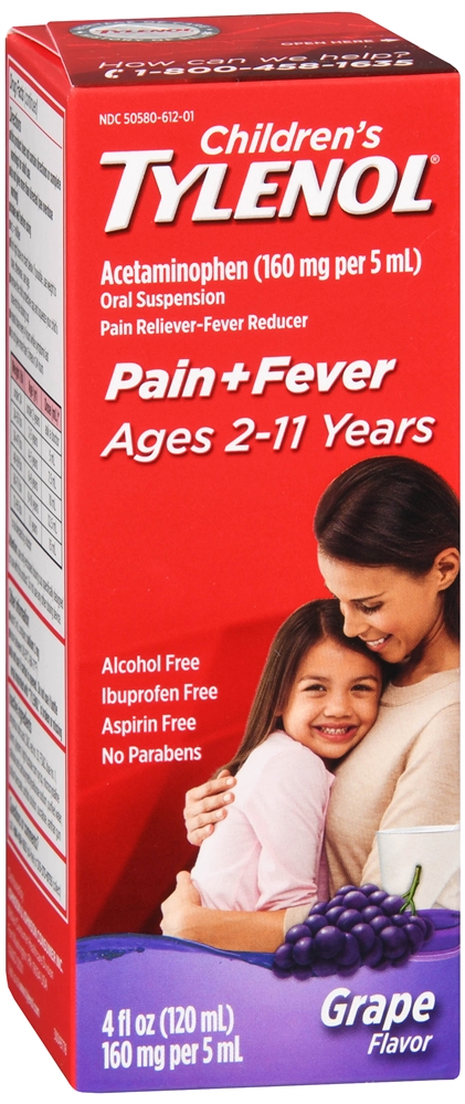 Tylenol Children's Pain + Fever Acetaminophen 160 mg Oral Suspension Grape