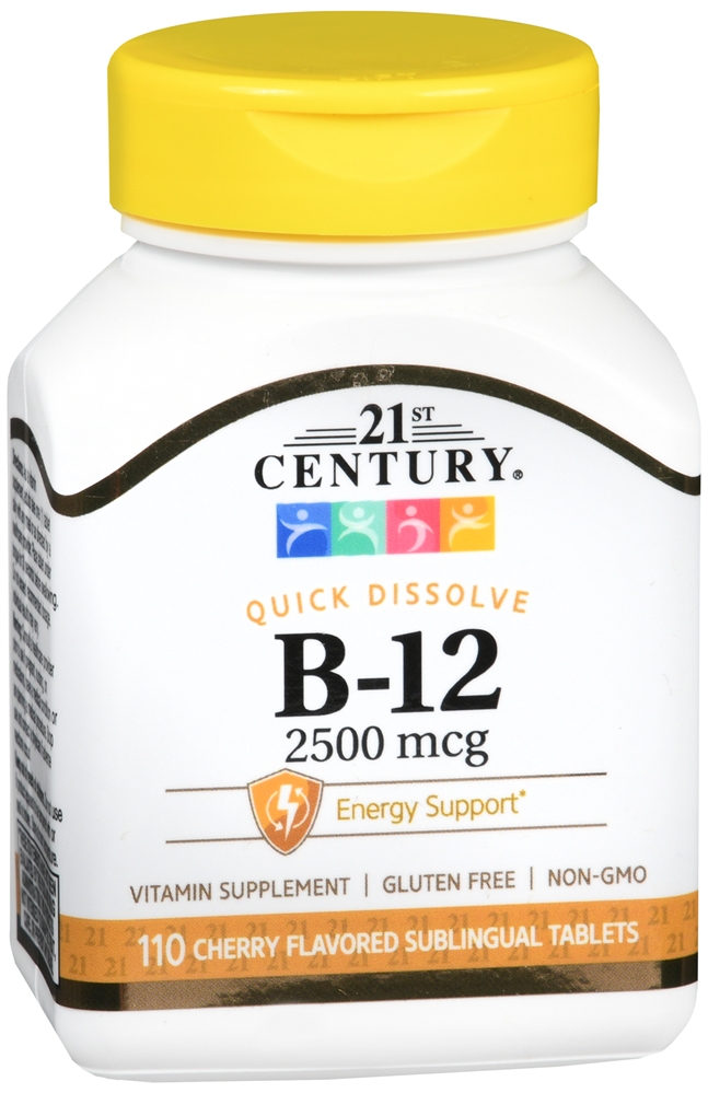 21st Century B- 12 2500 mcg Quick Dissolve Sublingual Tablets Cherry – Image 4