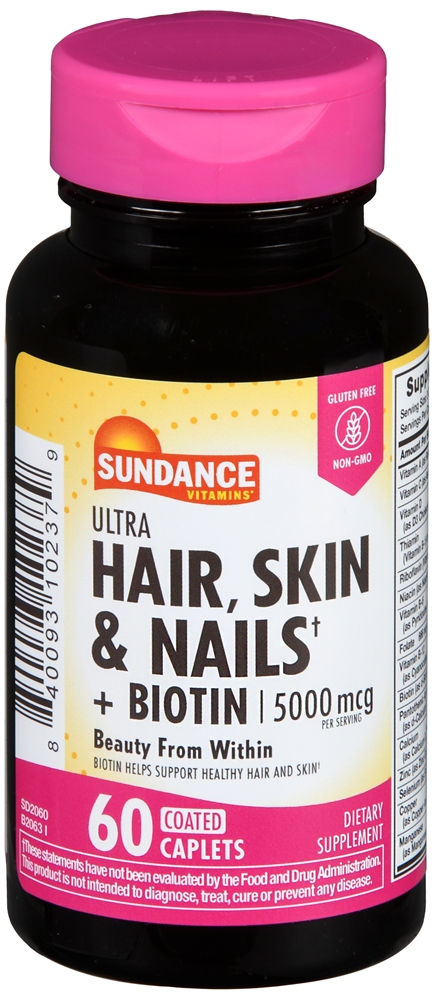 Sundance Hair, Skin & Nails + Biotin 5000 mcg Coated Caplets