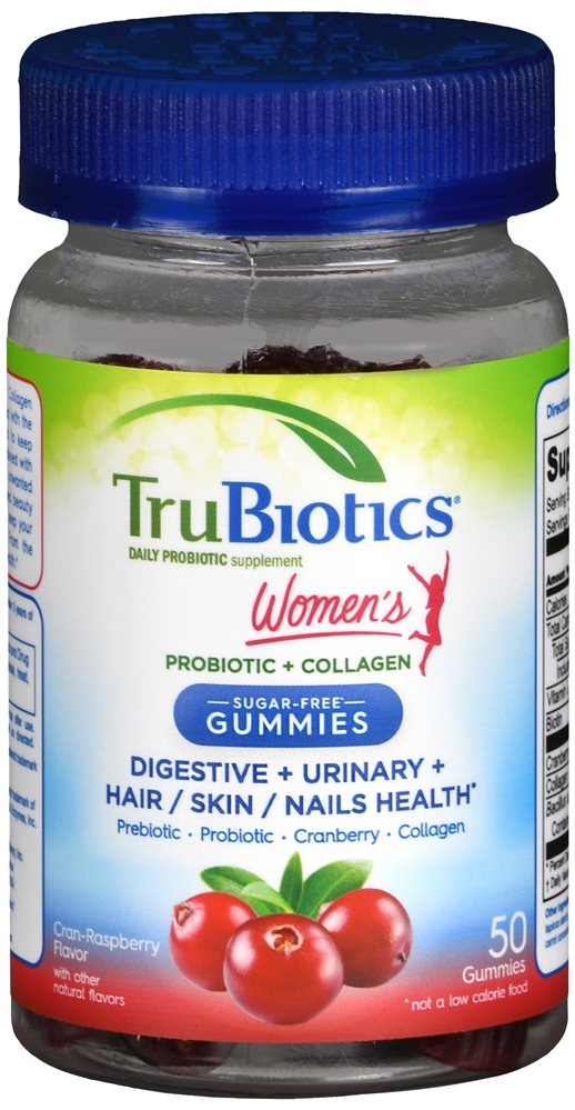 TruBiotics Women's Probiotic + Collagen Digestive + Urinary + Hair/Skin/Nails Health Gummies Sugar-Free Cran-Raspberry