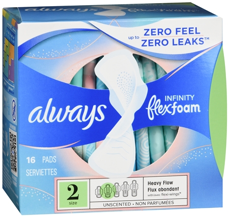 Always Infinity Flexfoam Pads Size 2 Heavy Flow With Flexi-Wings Unscented – Image 13