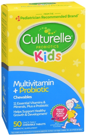 Culturelle Kids Multivitamin + Probiotic Chewable Tablets Natural Fruit Punch – Image 13
