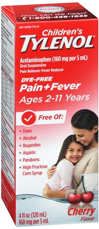 Tylenol Children's Pain + Fever Acetaminophen 160 mg Oral Suspension Dye-Free Cherry – Image 11