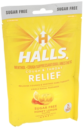 Halls Cough & Throat Relief Menthol Drops Sugar Free Honey Lemon – Image 4