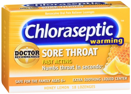 Chloraseptic Benzocaine Oral Pain Reliever Sore Throat Lozenges Honey Lemon Warming – Image 12