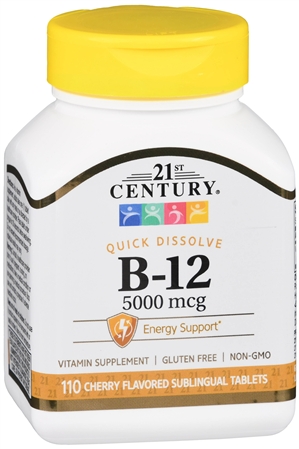 21st Century B- 12 5000 mcg Quick Dissolve Sublingual Tablets Cherry – Image 10