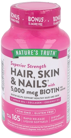 Nature's Truth Hair, Skin & Nails With Biotin 5,000 mcg Rapid Release Liquid Softgels – Image 7