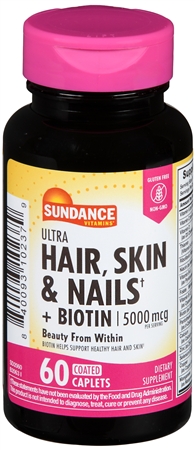 Sundance Hair, Skin & Nails + Biotin 5000 mcg Coated Caplets – Image 5