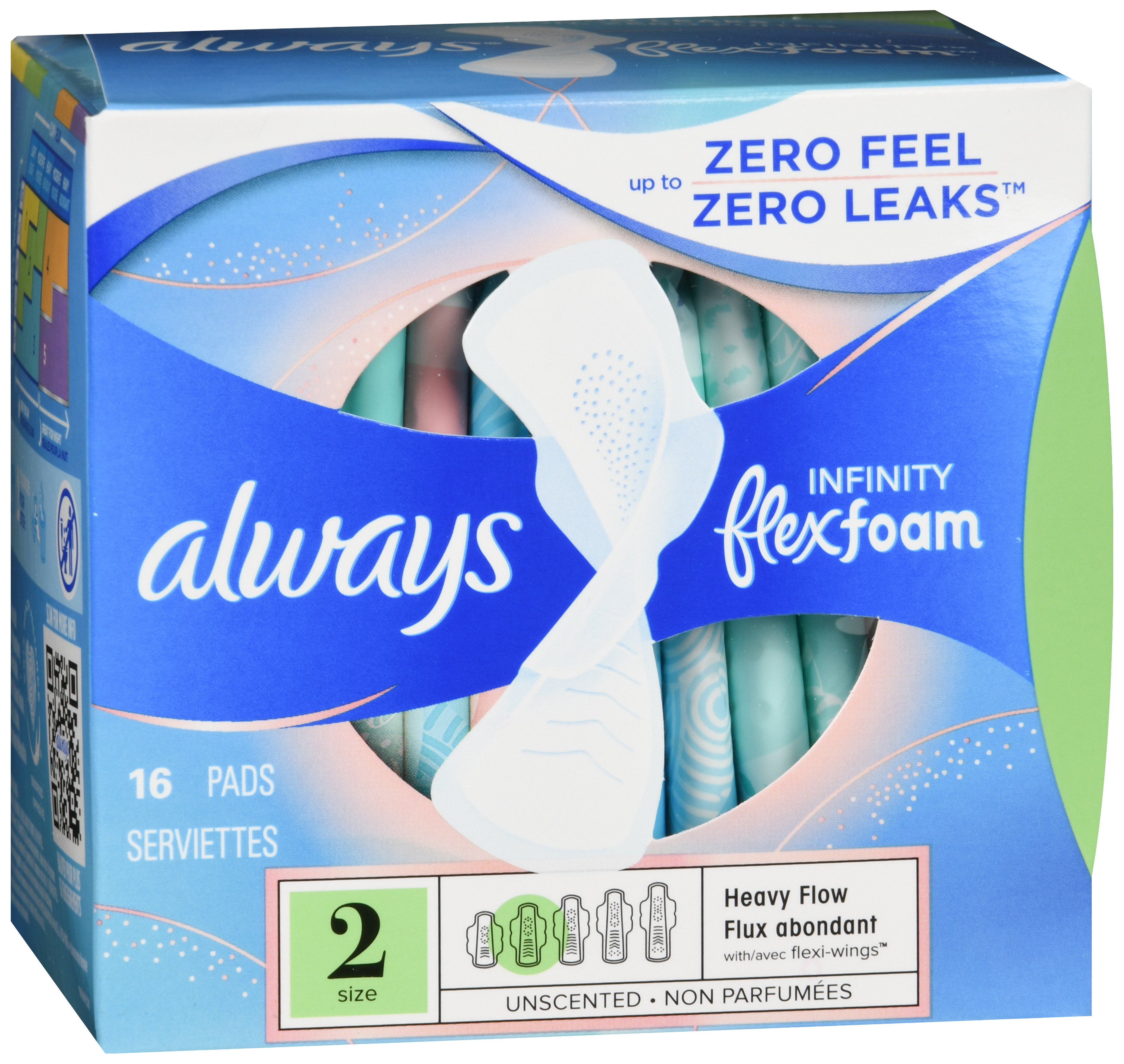 Always Infinity Flexfoam Pads Size 2 Heavy Flow With Flexi-Wings Unscented – Image 16
