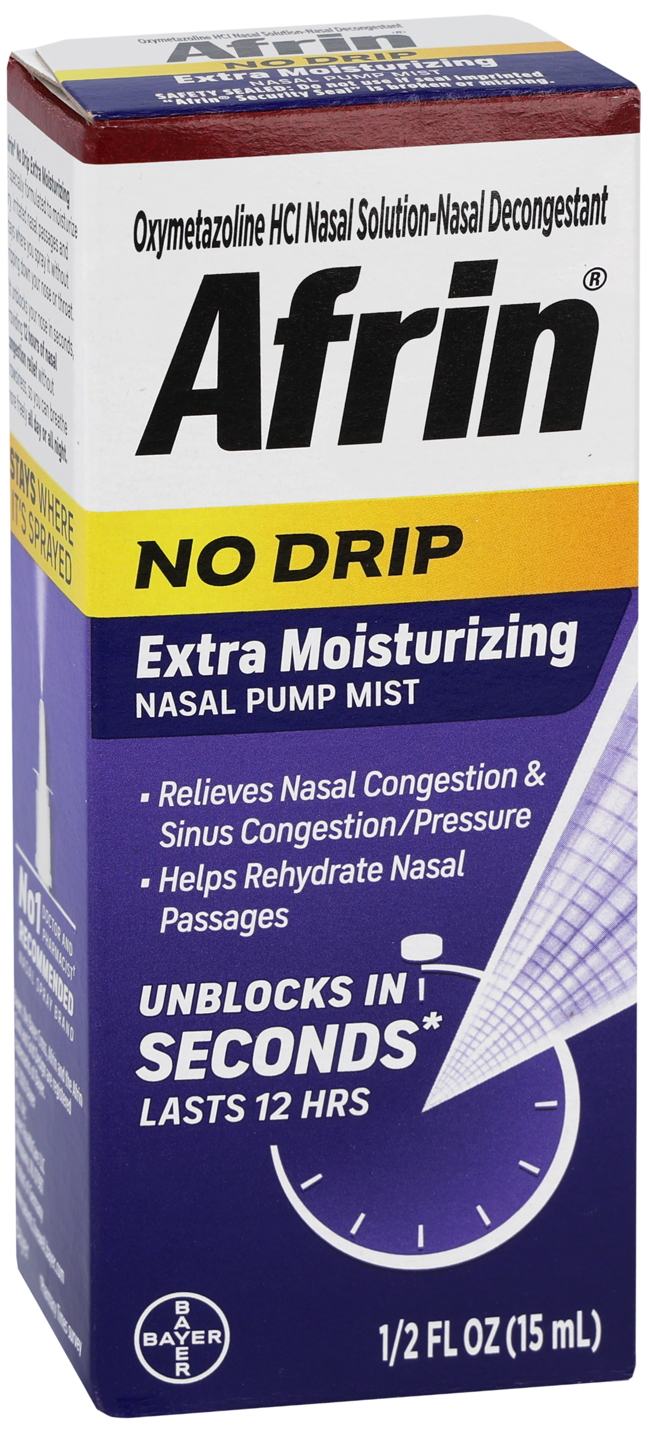 Afrin No Drip Extra Moisturizing Oxymetazoline HCl Nasal Decongestant Pump Mist – Image 17