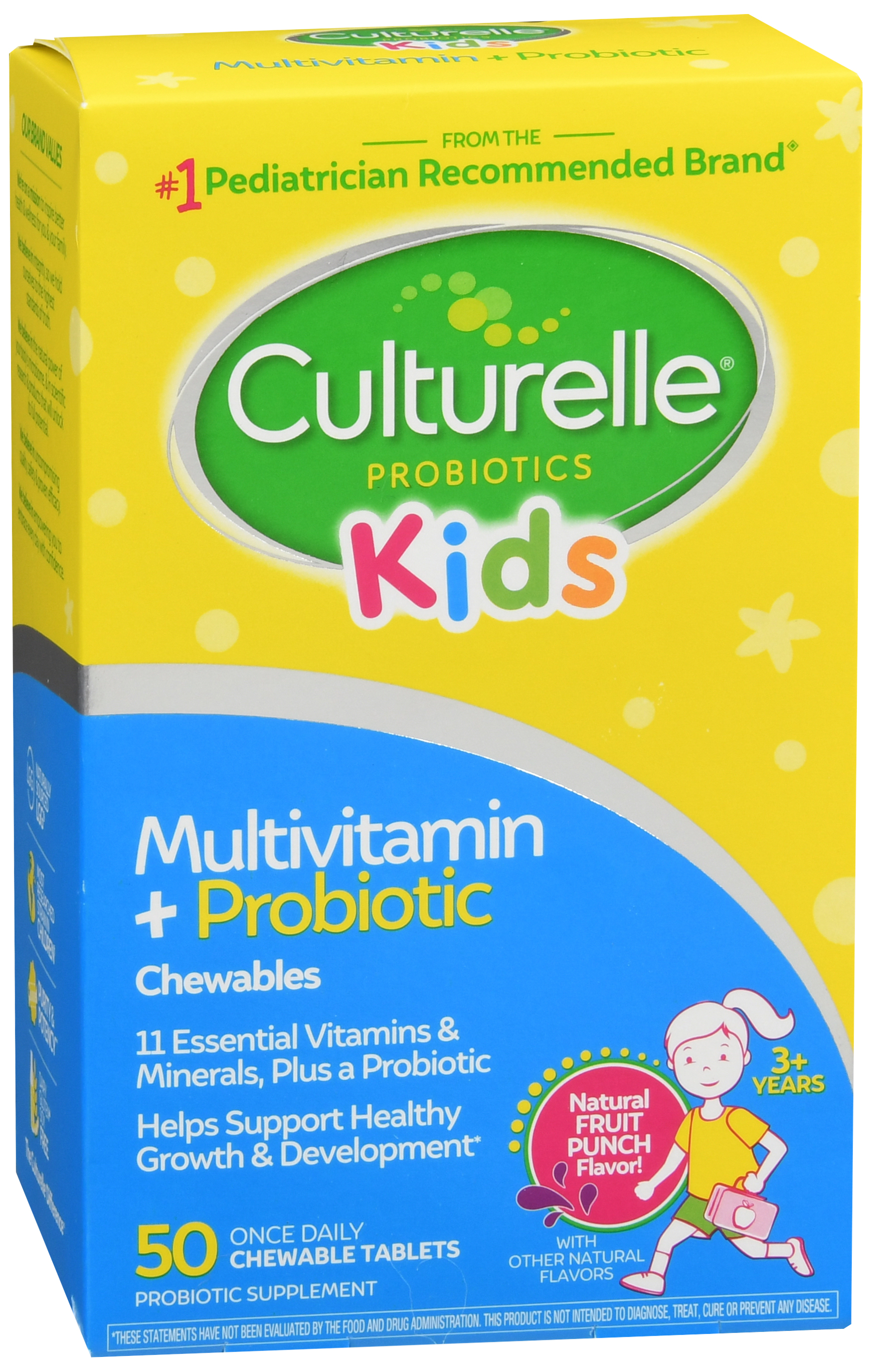 Culturelle Kids Multivitamin + Probiotic Chewable Tablets Natural Fruit Punch – Image 17