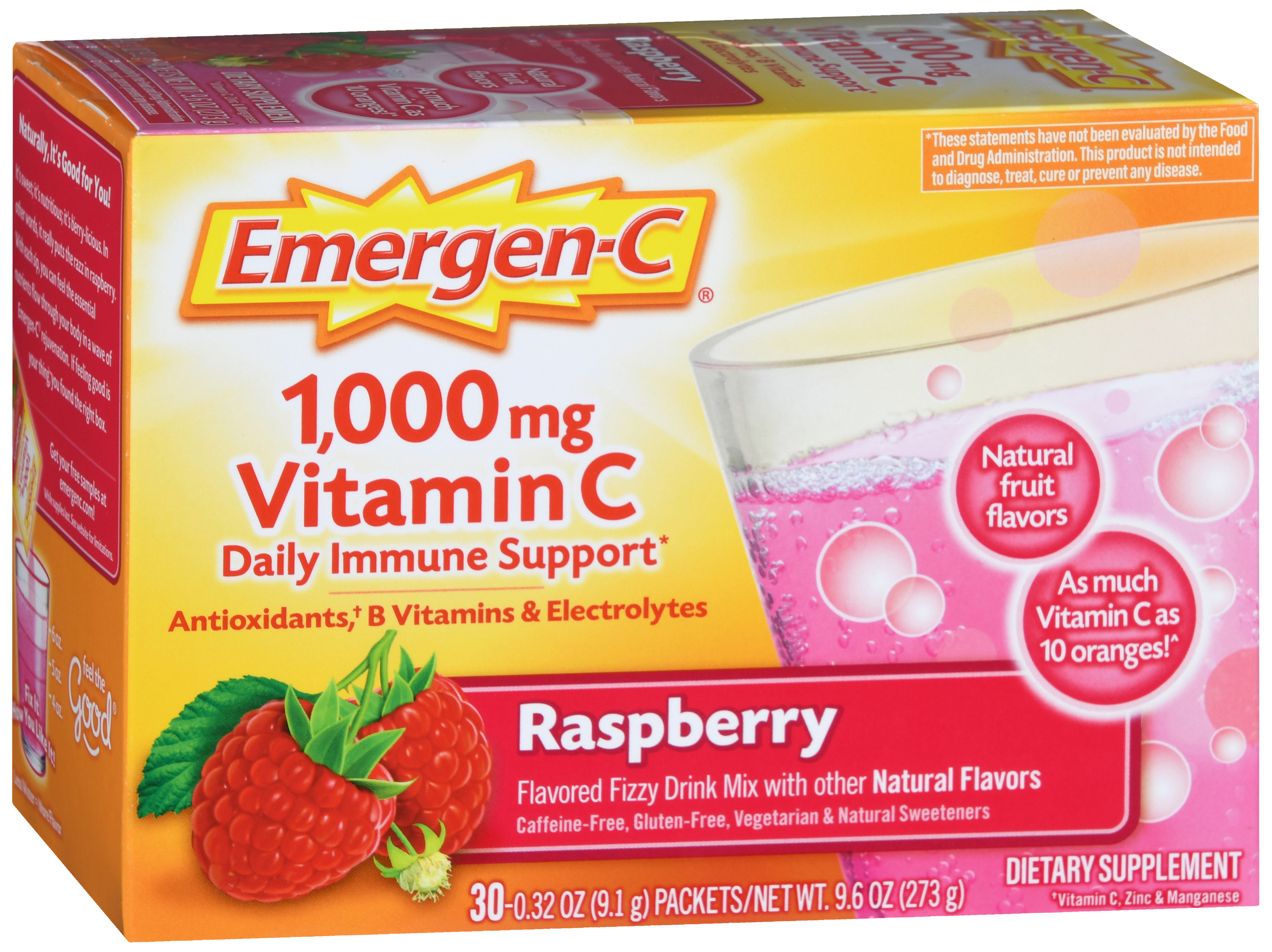 Emergen-C Daily Immune Support 1,000 mg Vitamin C Fizzy Drink Mix Packets Raspberry – Image 18