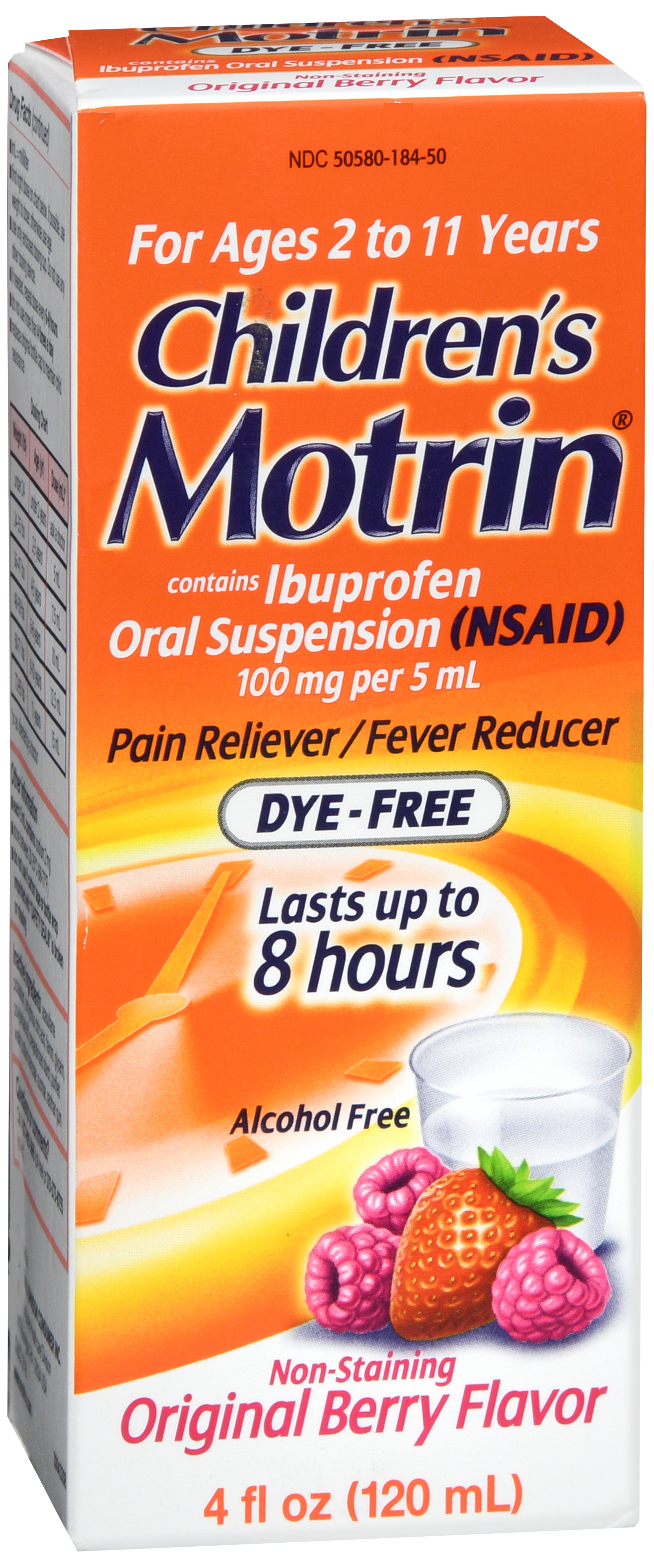Motrin Children's Ibuprofen 100 mg Oral Suspension Original Berry Dye-Free – Image 19