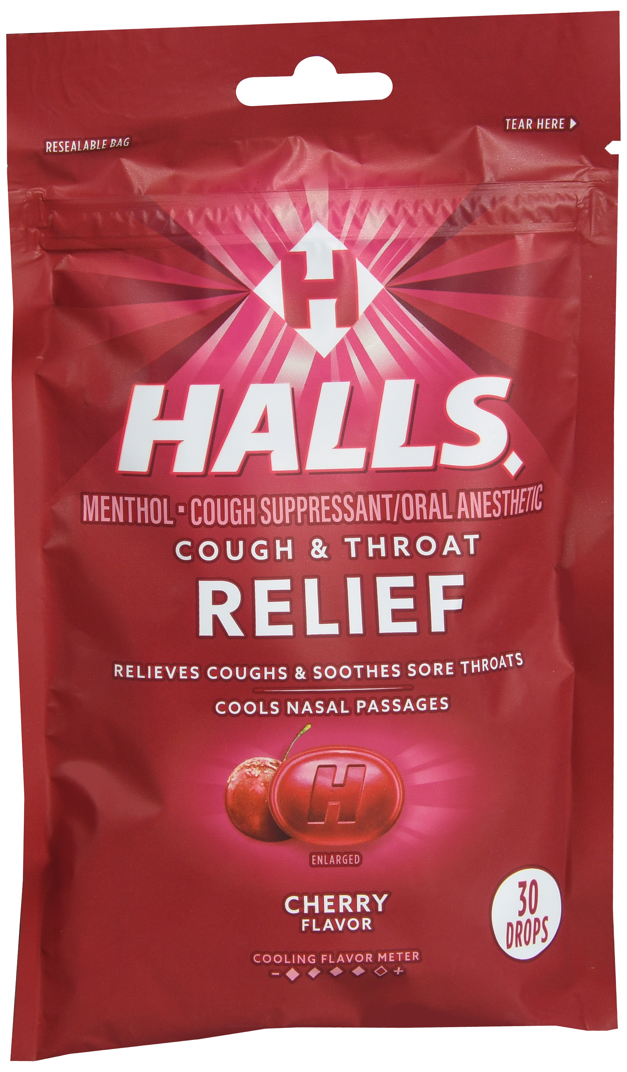 Halls Cough & Throat Relief Menthol Drops Cherry – Image 7