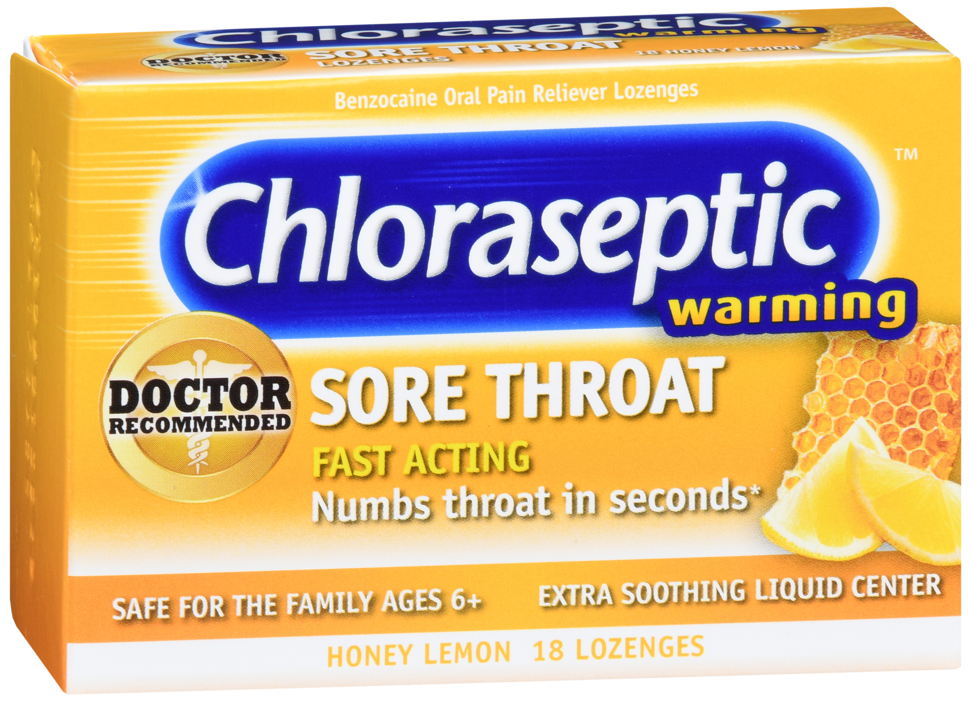 Chloraseptic Benzocaine Oral Pain Reliever Sore Throat Lozenges Honey Lemon Warming – Image 18