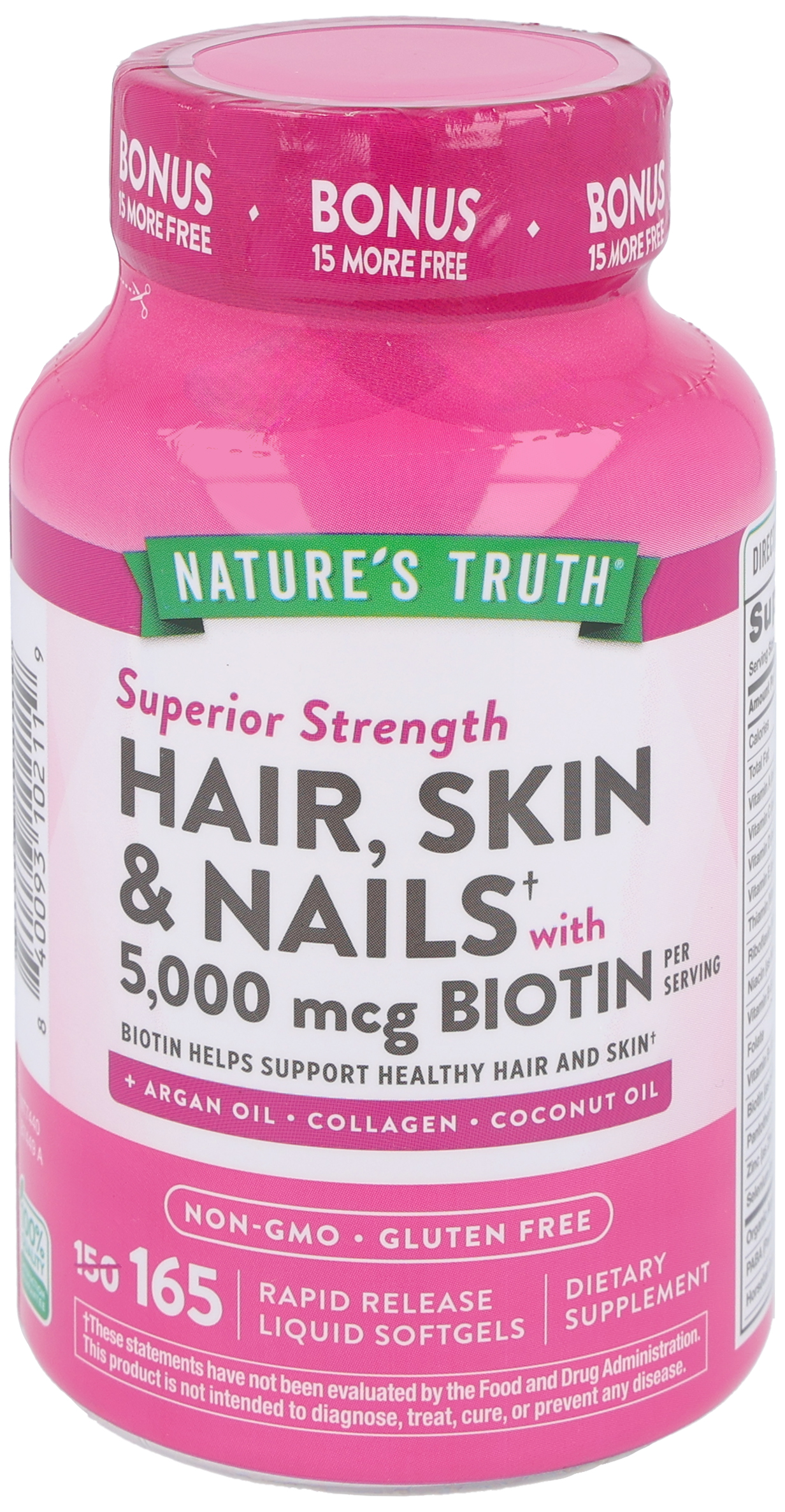 Nature's Truth Hair, Skin & Nails With Biotin 5,000 mcg Rapid Release Liquid Softgels – Image 14