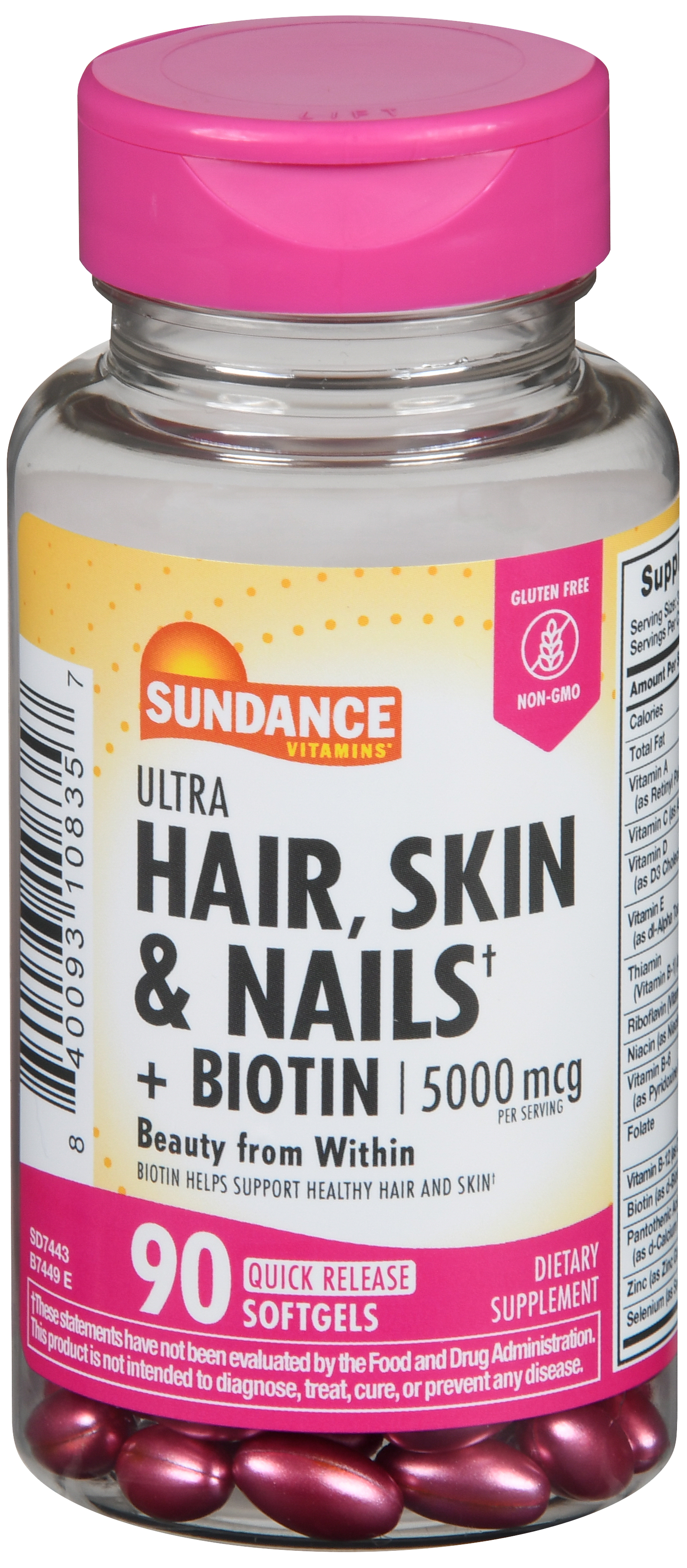 Sundance Hair, Skin & Nails + Biotin 5000 mcg Quick Release Softgels – Image 9